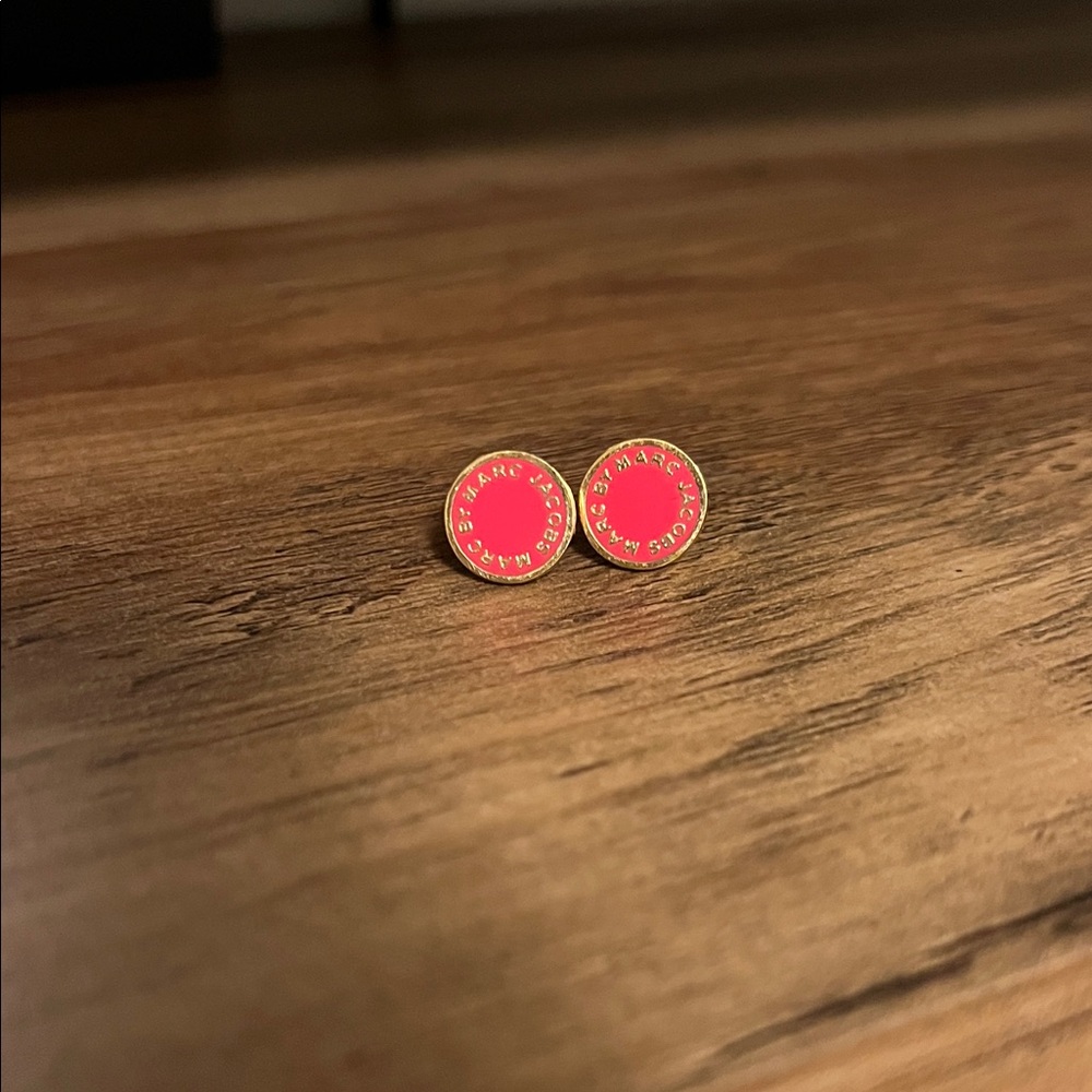 Marc Jacobs Hot Pink Logo Earrings